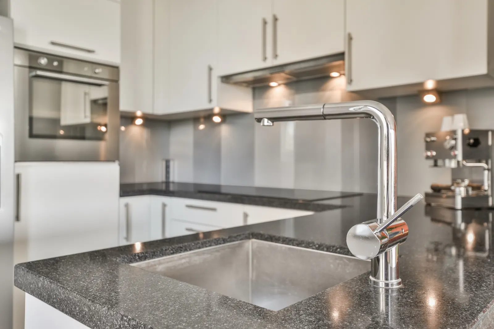 A bright, freshly cleaned kitchen with spotless counters and floors